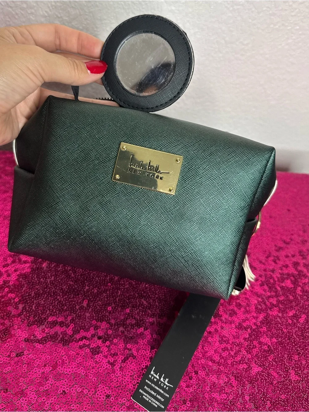 NEW wTAGS 🏷️ NICOLE MILLER Cosmetic Pouch, Attached Vanity Miller, Gold Hardware